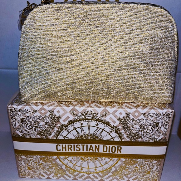 DIOR NIB Limited Edition Holiday ‘24 Gold Cosmetic Pouch w/ 2 Zip Charms & Box!✨ - Picture 4 of 5